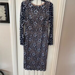 Chic Navy Lace Floral Dress